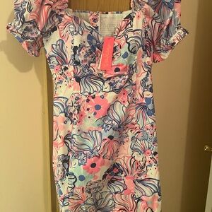 Lily Pulitzer cotton flower dress. Tags on.  New.  Never worn   Size 14